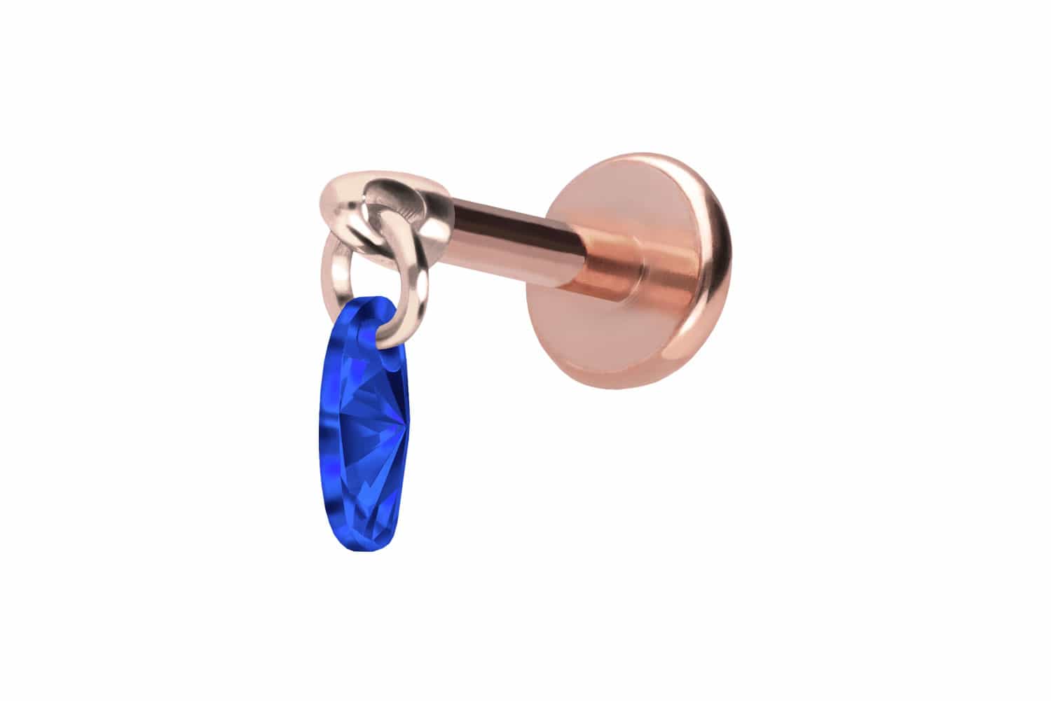 Titan Labret Piercing mit Push Fit KRISTALLOVAL